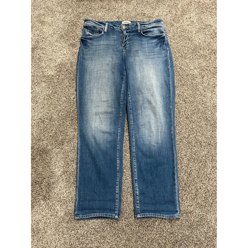 L'AGENCE Marjorie Mid Rise Straight Leg Jeans Balboa Blue Denim 28 Made in USA